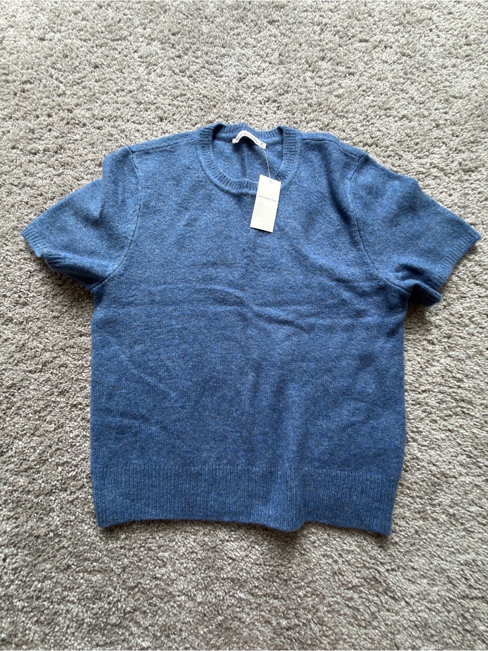Abercrombie & Fitch Women's Short-Sleeve Crewneck Sweater - Heather Blue